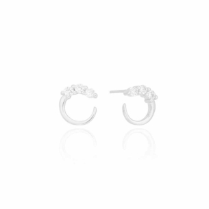 Brinco Argola Pontos de Luz Cavejado Banho Branco