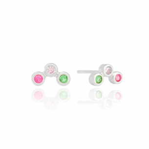 Brinco Colorido Cravação Inglesa Banho Branco