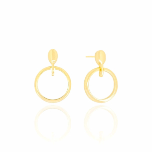 Brinco Argola Base Oval Lisa Banho Dourado
