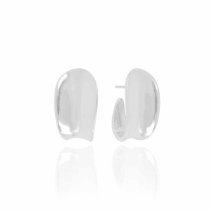 Brinco Argola Oval Lisa Detalhes Banho Branco