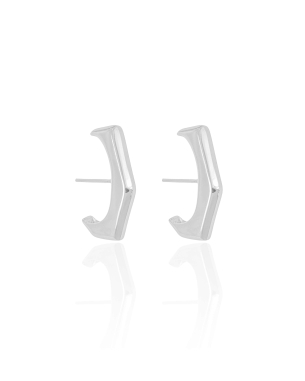 Ear Hook Liso Geométrico Banho Branco
