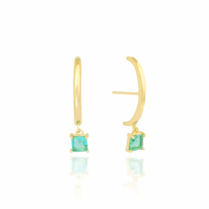 Ear Hook Turmalina Liso Banho Dourado
