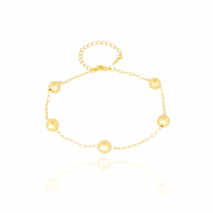 Pulseira Bolas Lisas Banho Dourado
