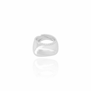 Anel Liso Detalhes Bolinhas Tamanho 20 Banho Branco