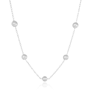 Gargantilha Longa Bolas Banho Branco