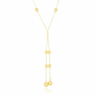 Gargantilha Gravata Bolas Banho Dourado