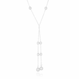 Gargantilha Gravata Bolas Banho Branco