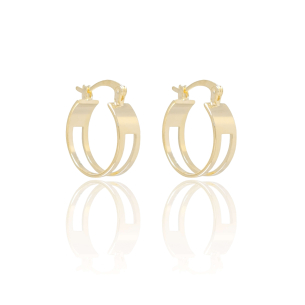 Brinco Argola Vazado Liso Banho Dourado