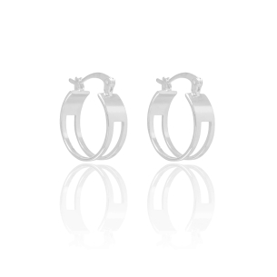 Brinco Argola Vazado Liso Banho Branco