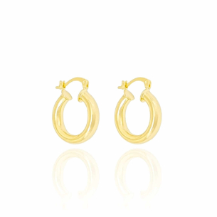Brinco Argola Tubo Liso Tamanho P Banho Dourado