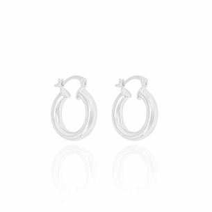 Brinco Argola Tubo Liso Tamanho P Banho Branco