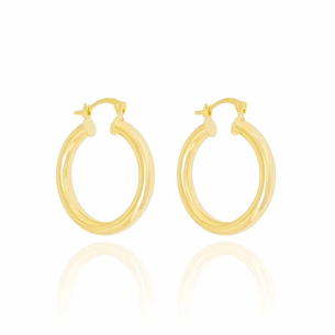 Brinco Argola Tubo Liso Banho Dourado