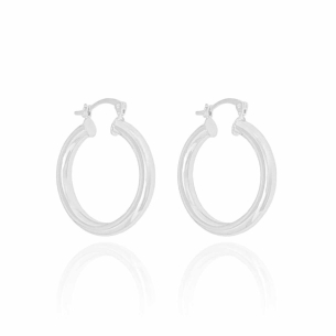 Brinco Argola Tubo Liso Banho Branco