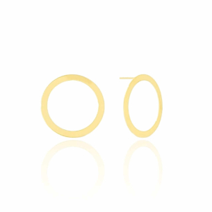 Brinco Argola Flat Liso Banho Dourado