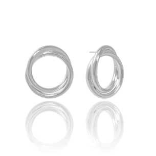 Brinco Argola Entrelaçado Liso Banho Branco