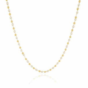 Choker Pérolas Bolinhas Banho Dourado