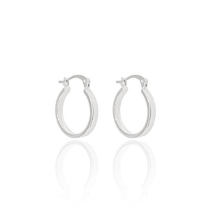 Brinco Argola Reto Liso 2.2 cm Fecho Italiano Banho Branco