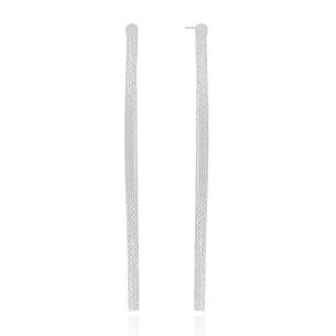 Brinco Franja Base Redonda com Detalhes Banho Branco