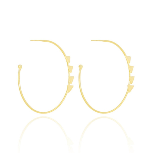 Brinco Argola Quatro Triângulos Banho Dourado