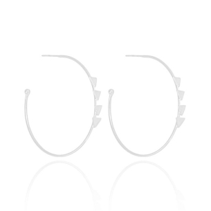 Brinco Argola Quatro Triângulos Banho Branco