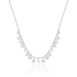 Choker Elos Portugueses com Plaquetas e Pontos de Luz Banho Branco