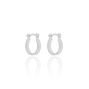 Brinco Argola Liso com Fecho Italiano Banho Branco