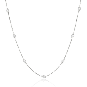 Gargantilha Veneziana com Pérolas 4 MM Banho Branco