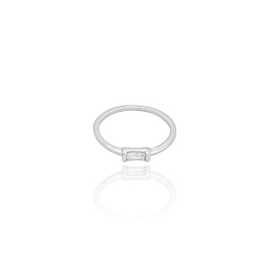 Anel Baguete Cristal Tamanho 13 Banho Branco