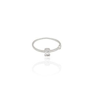 Anel Oval com Ponto de Luz Cristal Tamanho 14 Banho Branco