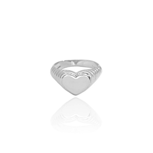 Anel Dedinho Coração Liso Tamanho 11 Banho Branco