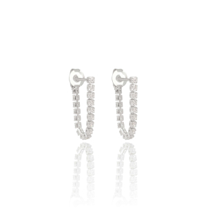 Brinco Riviera Zircônia Cristal Banho Branco