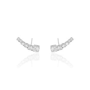 Ear Cuff 6 Zircônia Cristal Banho Branco