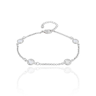 Pulseira Elos Portugueses com Cristal 7 MM Banho Branco