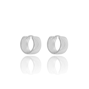 Brinco Argola Liso Abaulado Banho Branco