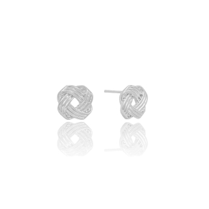 Brinco Entrelaçado com Detalhes Banho Branco