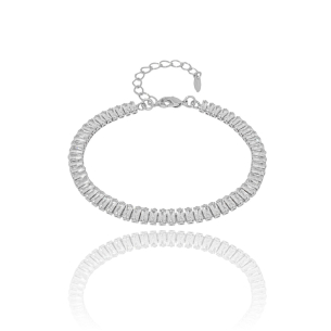 Pulseira Baguete Cristal Banho Branco