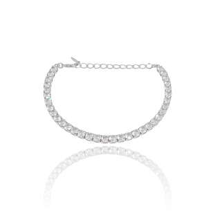 Pulseira Riviera Zircônia Cristal Banho Branco