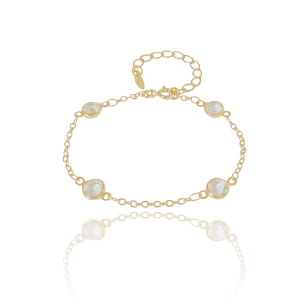Pulseira Elos com Cristal 6 mm Banho Dourado