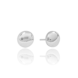 Brinco Redondo Liso 8 mm Banho Branco