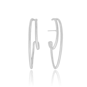 Ear Hook Duplo Filetes Banho Branco