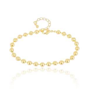 Pulseira Bolinhas Lisa Banho Dourado