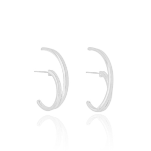 Ear Hook Dois Filetes Liso Banho Branco