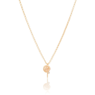 Gargantilha Infantil Pingente Pirulito Cristal Liso Banho Dourado