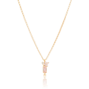 Gargantilha Infantil Pingente Milk Shake Cristal Banho Dourado