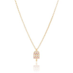 Gargantilha Infantil Pingente Sorvete Colorido Banho Dourado