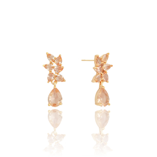 Brinco Gotas Morganita Banho Dourado