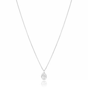 Gargantilha Gota Cristal Banho Branco