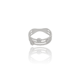 Anel Bolinhas Cravejado Cristal Tamanho 20 Banho Branco