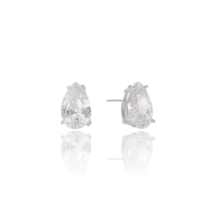 Brinco Gota 8x12 Cristal Banho Branco