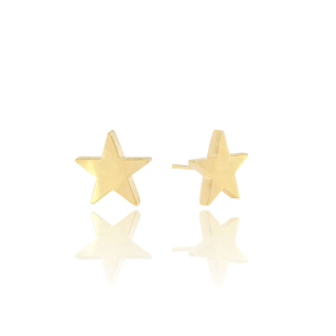 Brinco Estrela Liso Banho Dourado